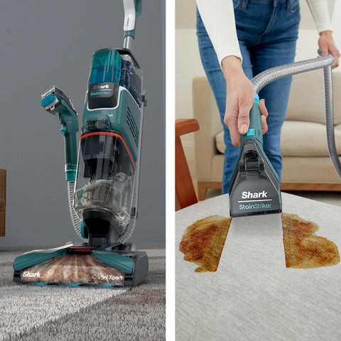 Shark CarpetXpert built-in spot cleaner demonstrates targeted stain removal