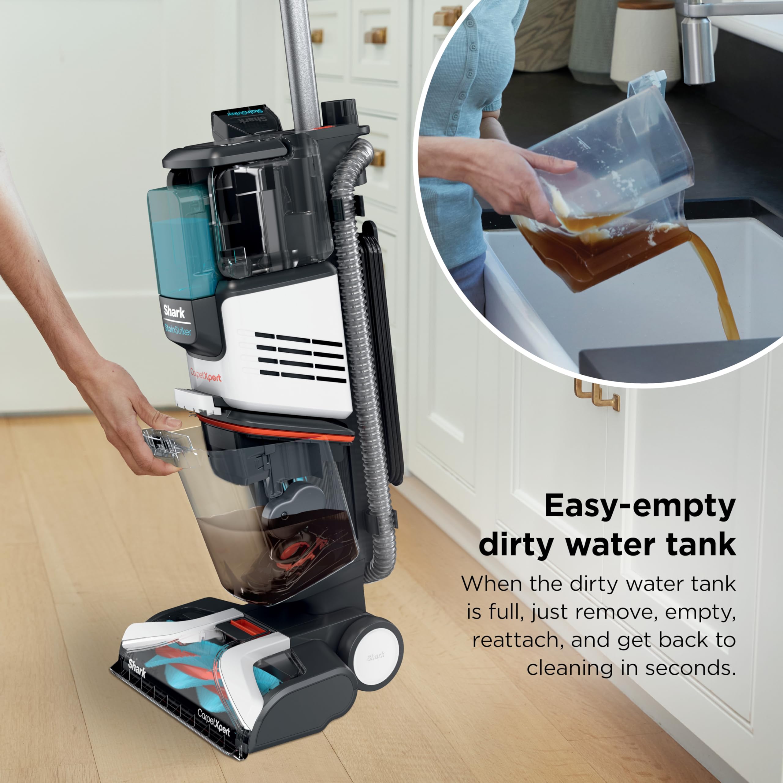 Shark CarpetXpert included accessories tackle stairs, upholstery, and rugs.