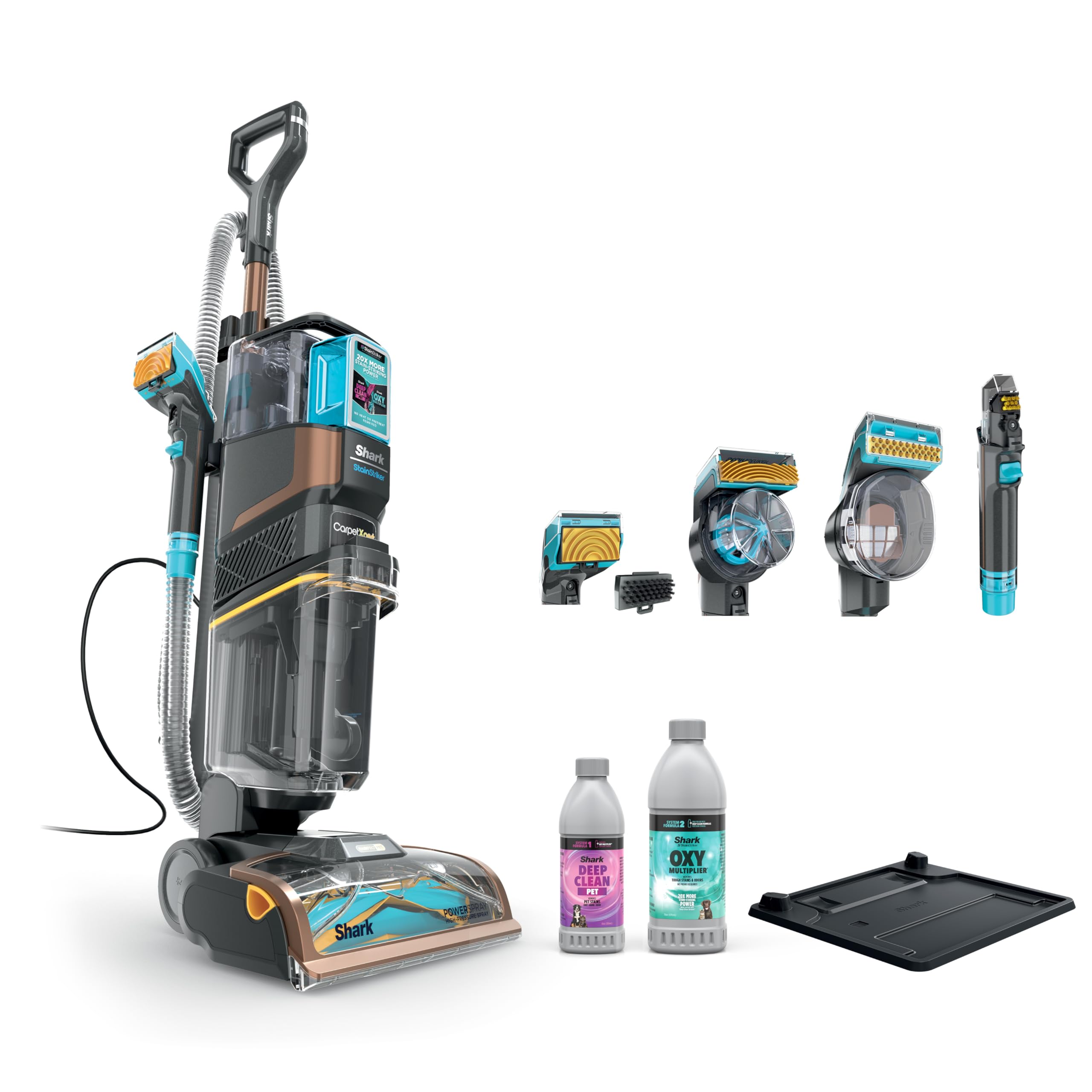 Shark CarpetXpert HairPro front view in copper, compact upright cleaner for home use