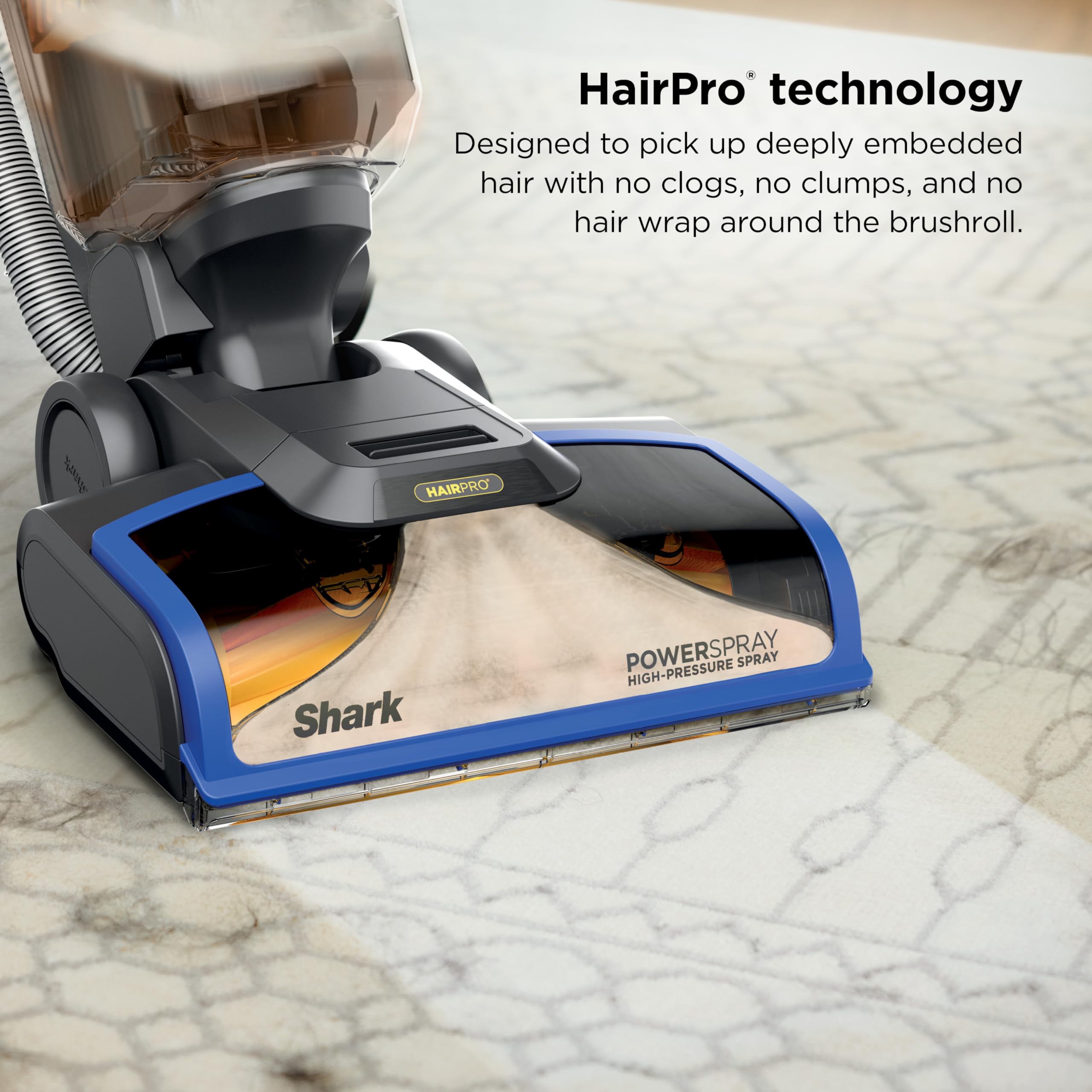 High-pressure PowerSpray delivers deep cleaning into fibers