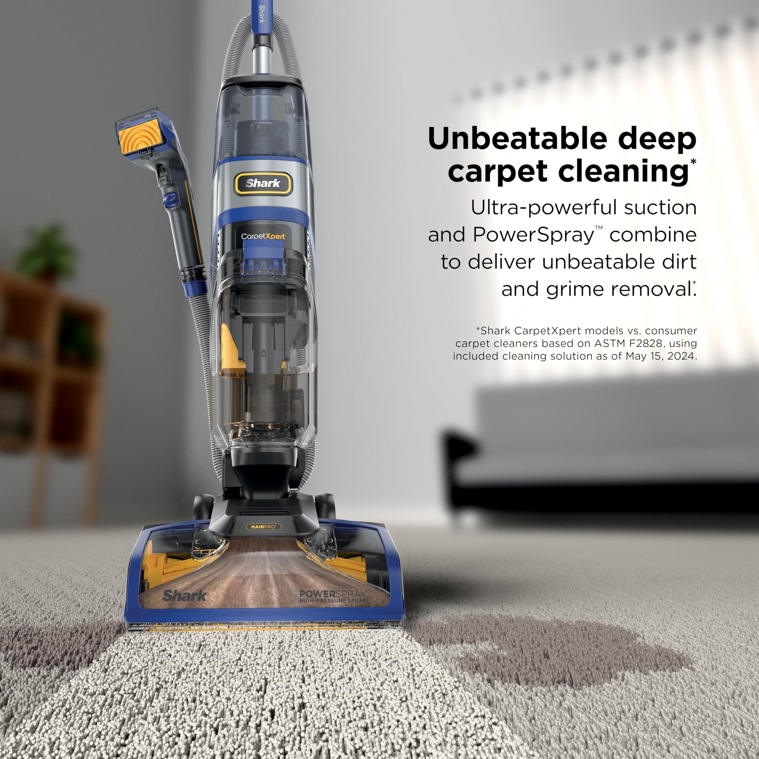 Pet hair pickup with strong suction on plush carpets