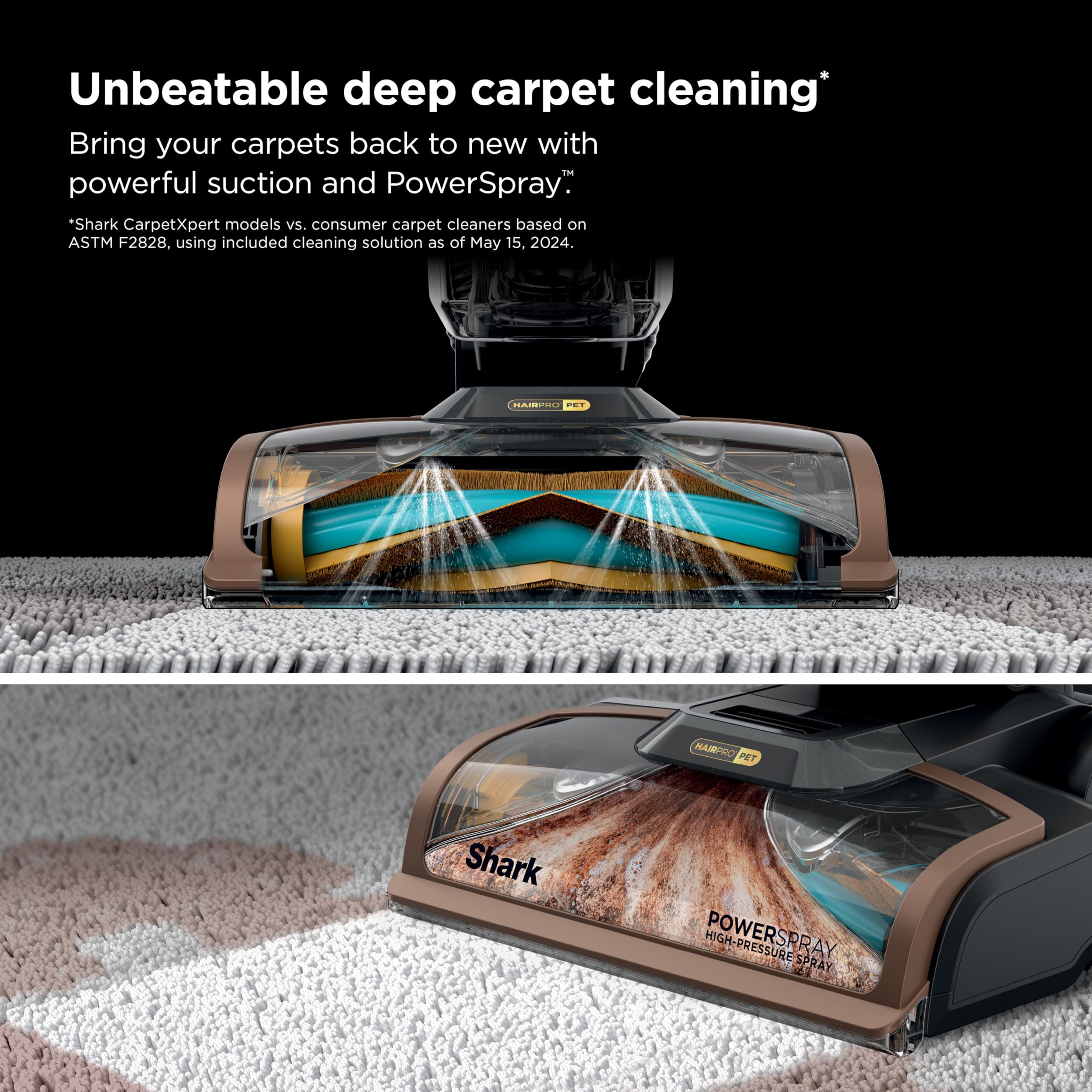 Shark CarpetXpert HairPro power spray in use tackling tough stains