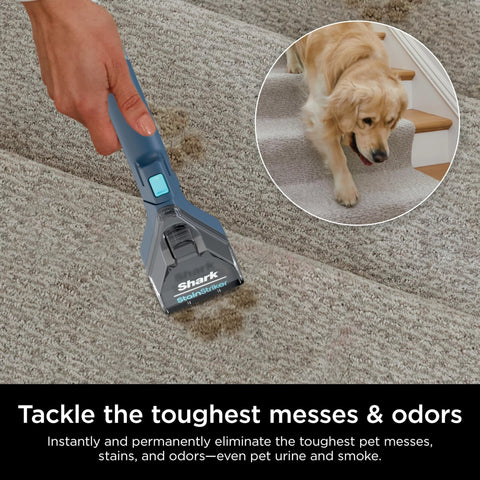 Built-in handheld spot eliminator extends cleaning to stairs and fabric.