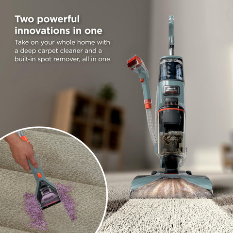 Shark CarpetXpert integrated crevice tool reaches tight gaps