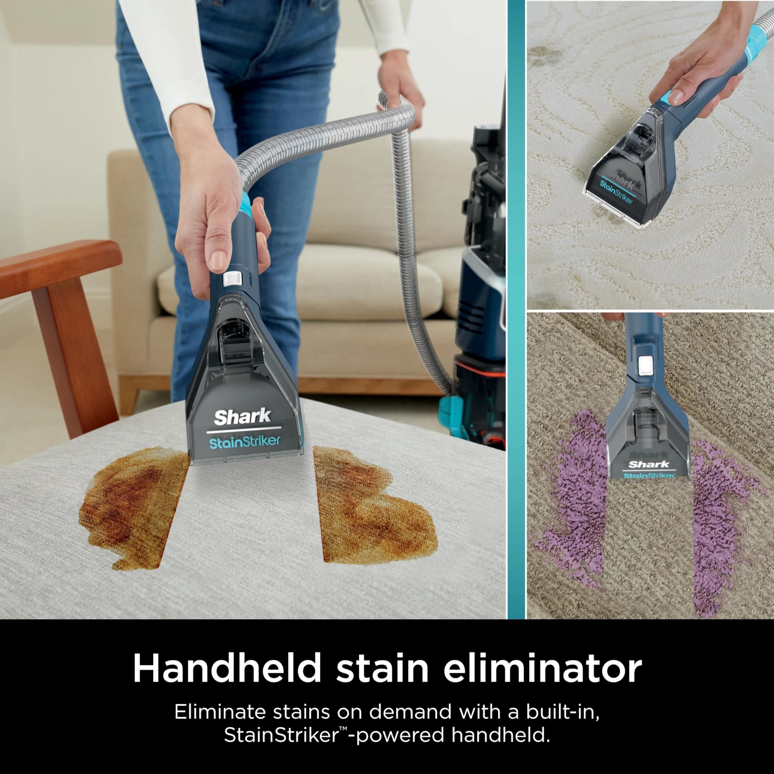 Odor removal feature freshens carpets and upholstery effectively.