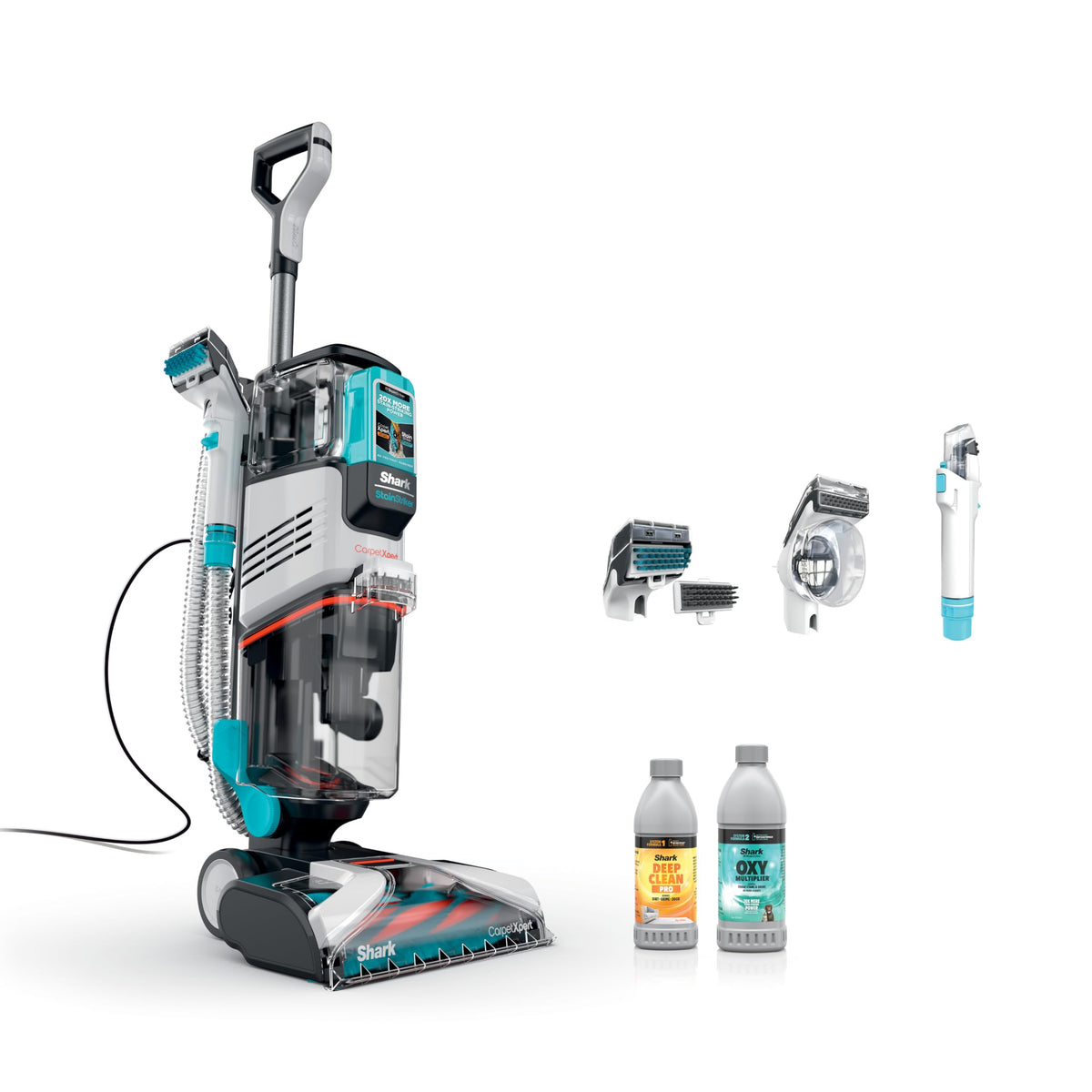Shark CarpetXpert upright cleaner focusing on whole-home cleaning and quick dry times.