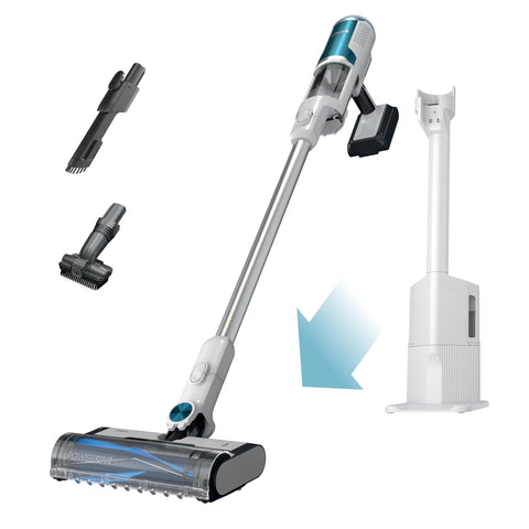 Shark Clean & Empty cordless vacuum dock for automatic charging and base emptying.
