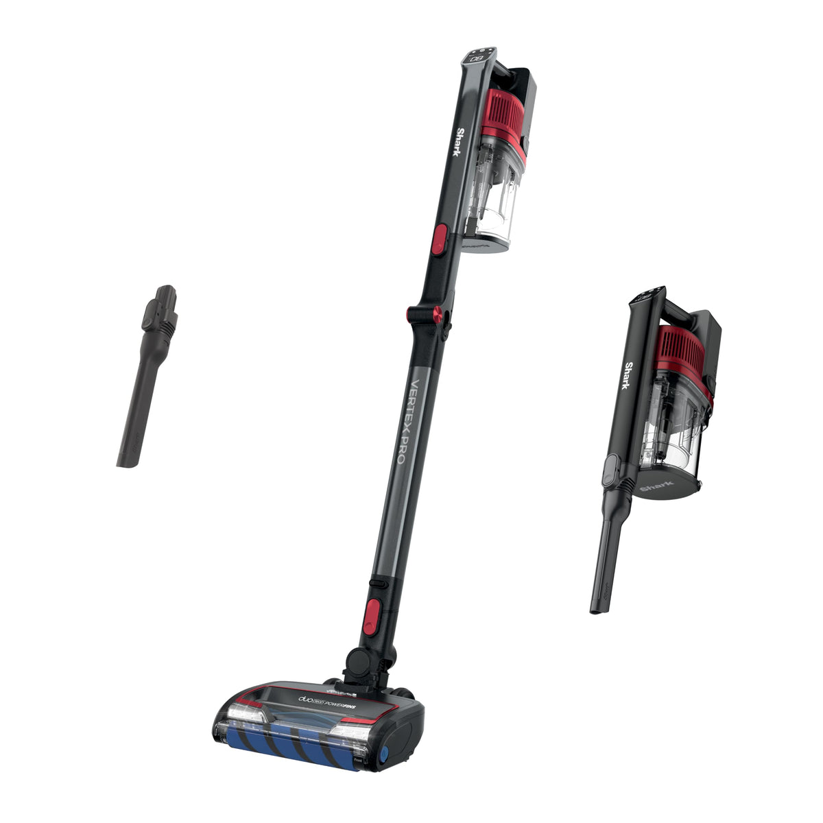 Shark Vertex Pro cordless vacuum with PowerFins front view for deep carpet pickup.