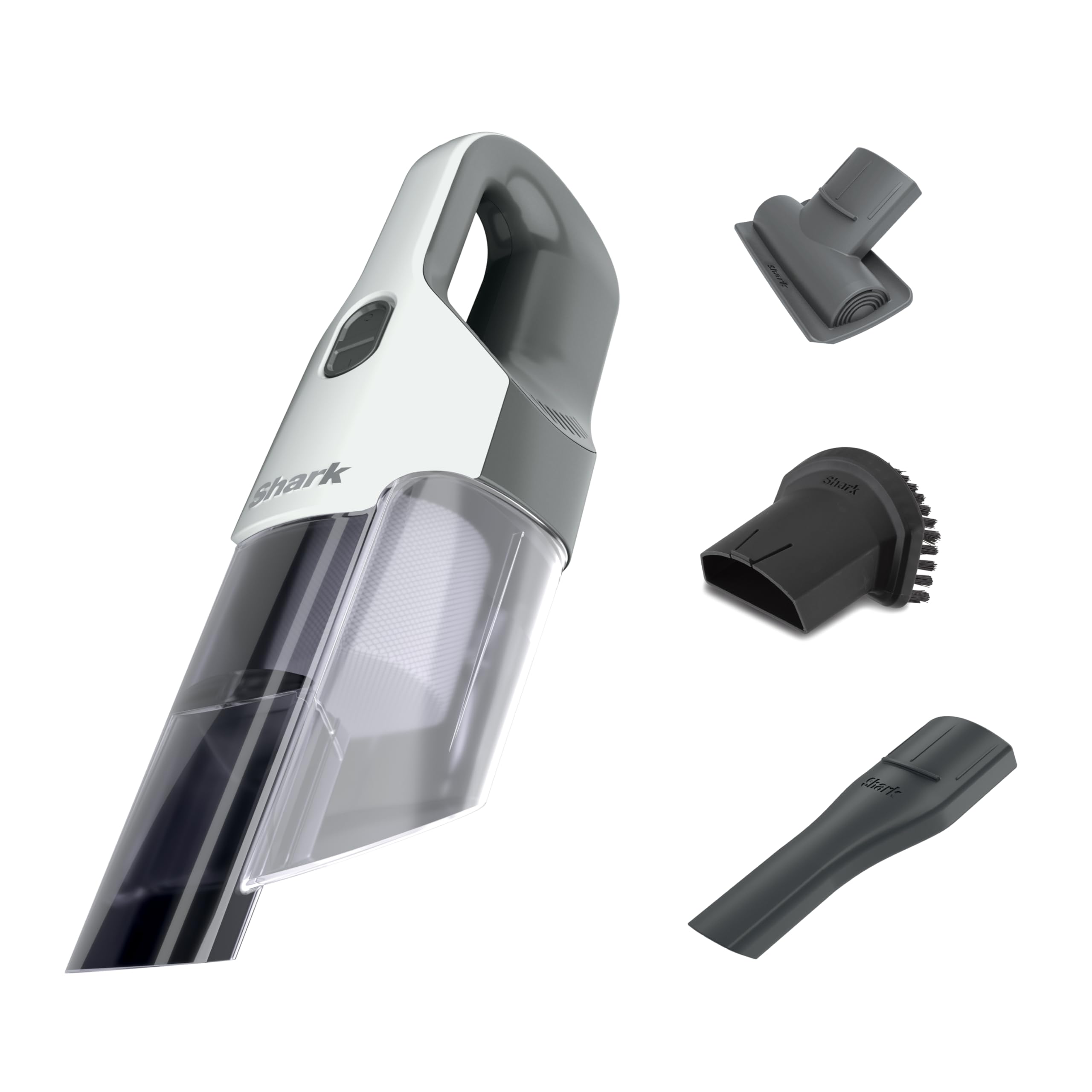 Shark Cyclone PET handheld vacuum front view shows compact design for quick cleanups.