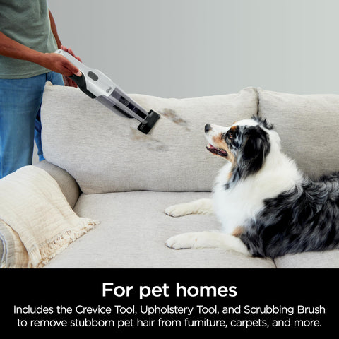Shark Cyclone PET vacuum with HyperVelocity suction captures pet hair effectively.