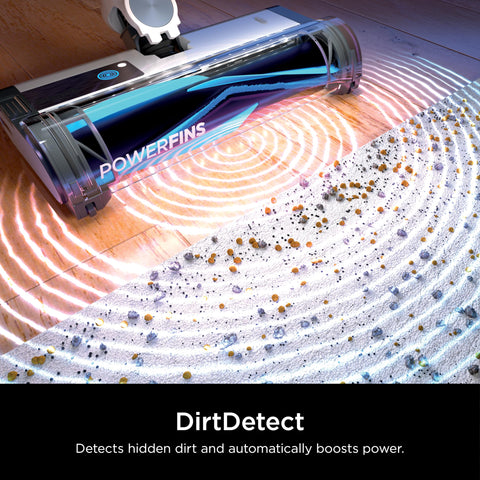 Shark Detect Clean & Empty base seals dust for quieter disposal.