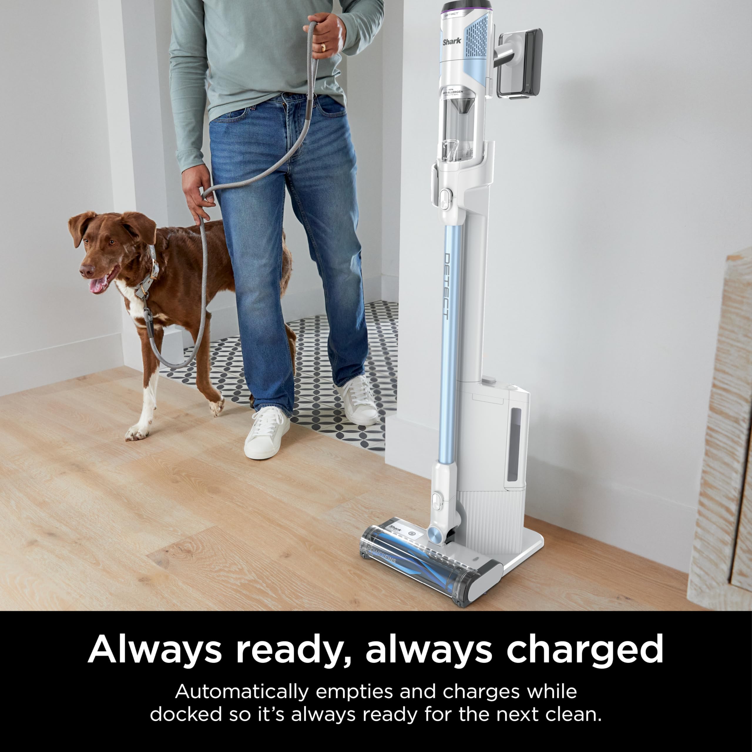 Shark Powerfins brushroll handles multiple surfaces without swapping nozzles.