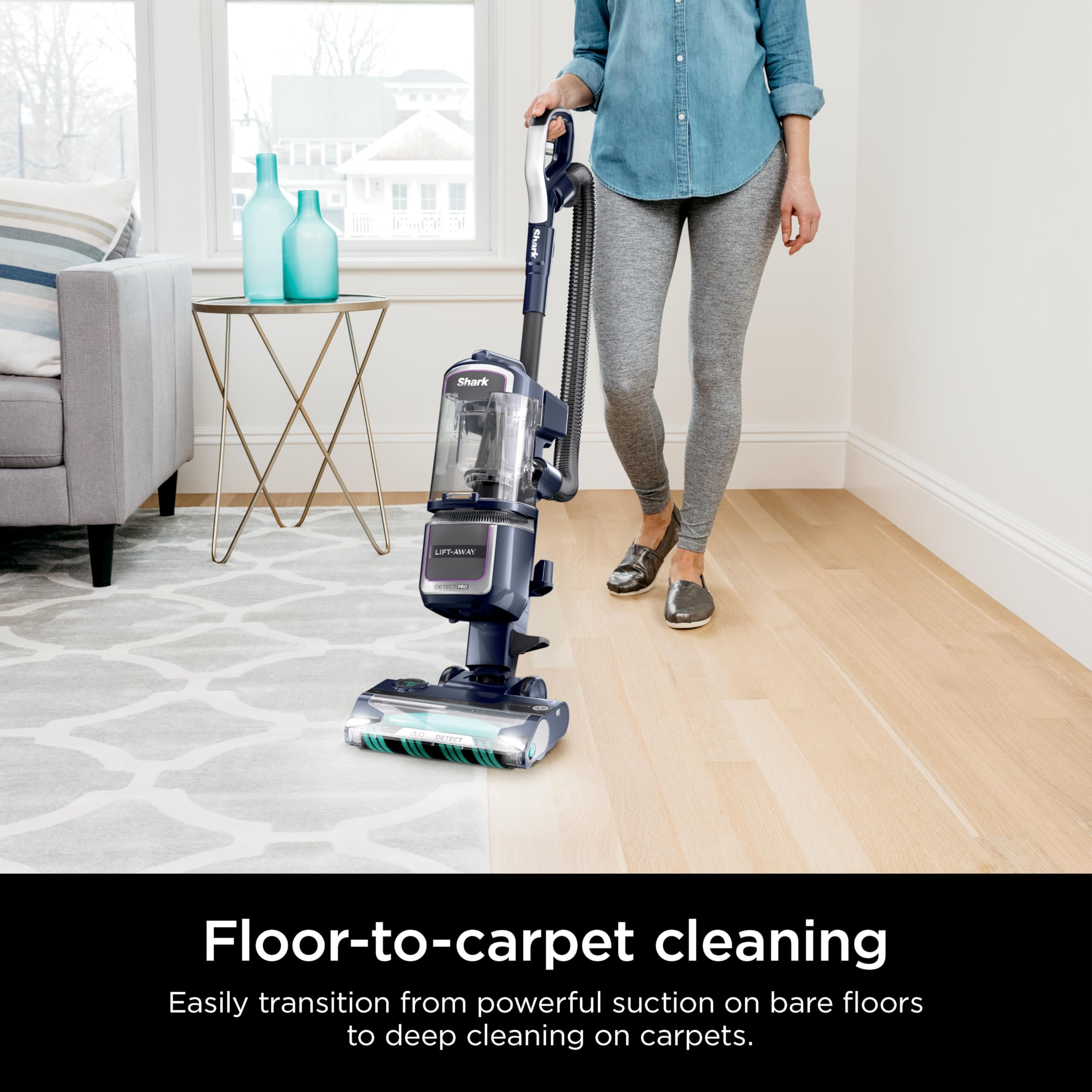 Shark Detect Pro Speed Lift-Away dirt detect focuses suction on embedded carpet dirt and hair