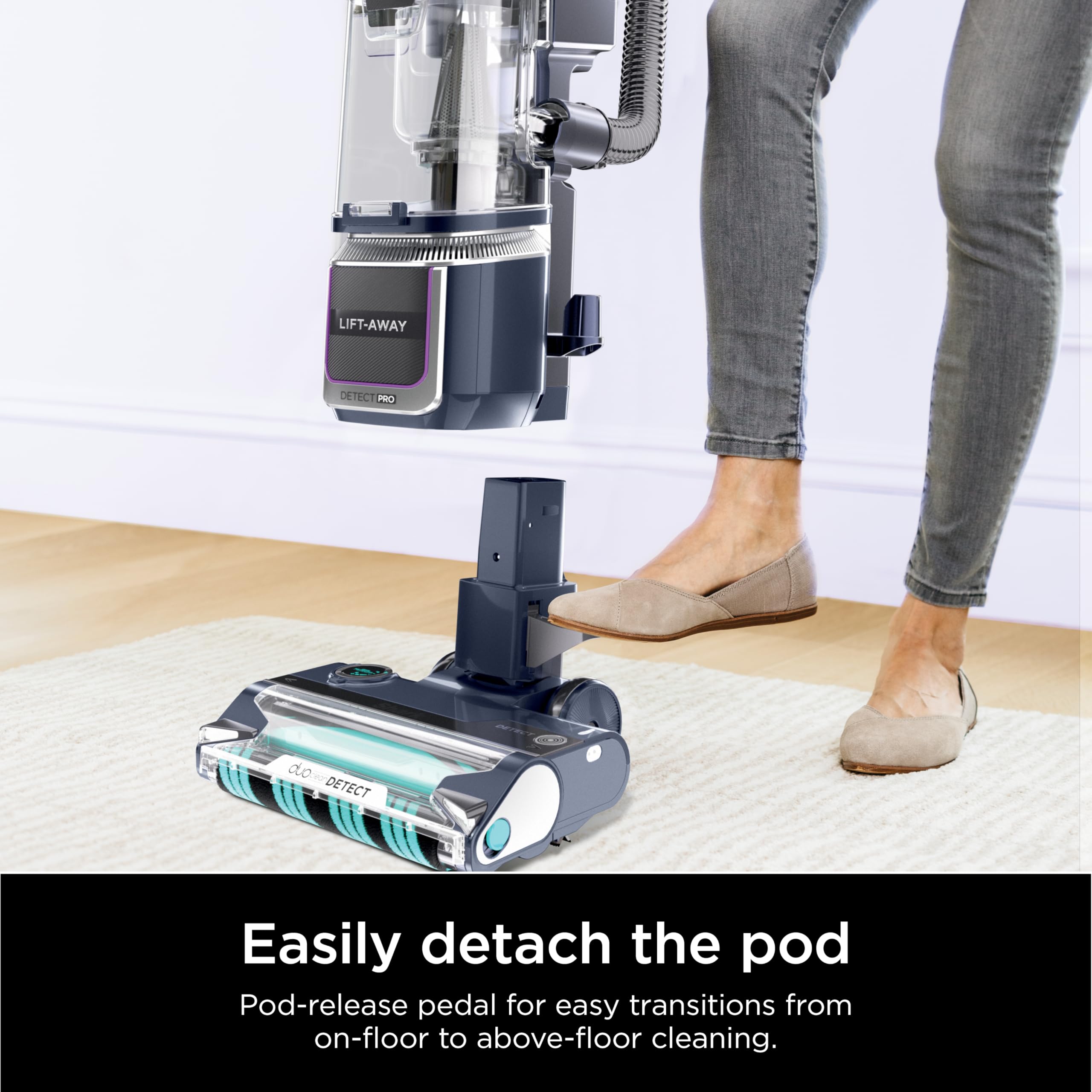 Shark Detect Pro Speed Lift-Away floor detect adapts suction for carpet and hardwood