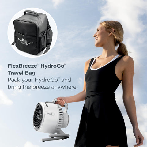 Shark FlexBreeze HydroGo on desk for personal cooling