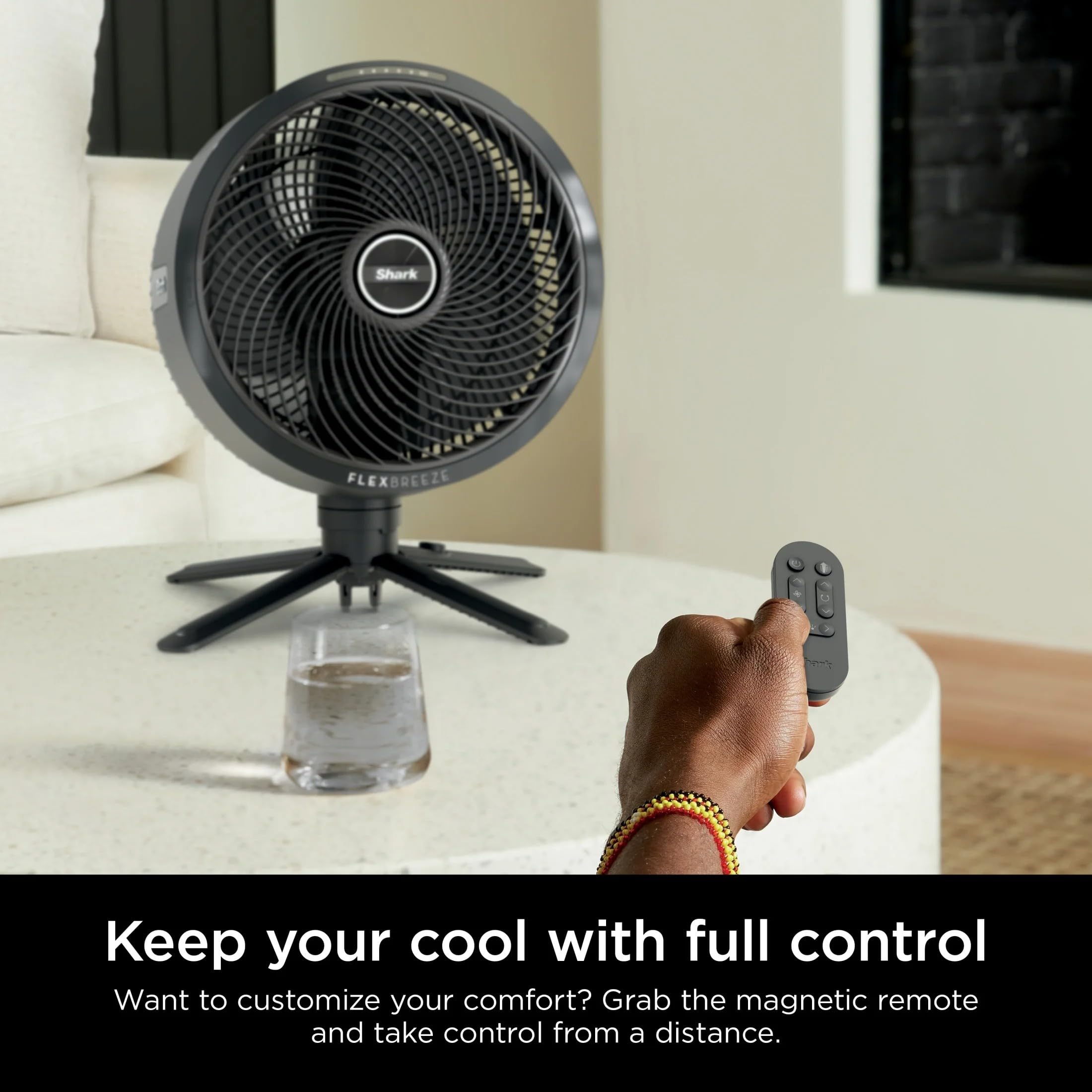 Shark FlexBreeze remote-stow-on-fan design enables quick control