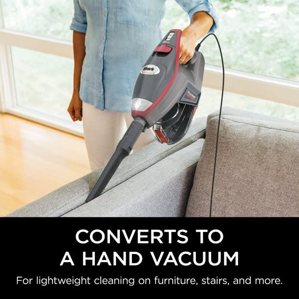Shark HV370 Rocket Pro pet-hair pickup nozzle captures fur from surfaces.