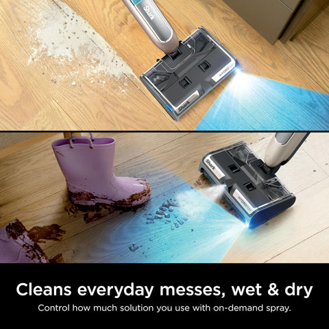 Shark HydroDuo dry-cleaning mode captures crumbs without wetting floors.