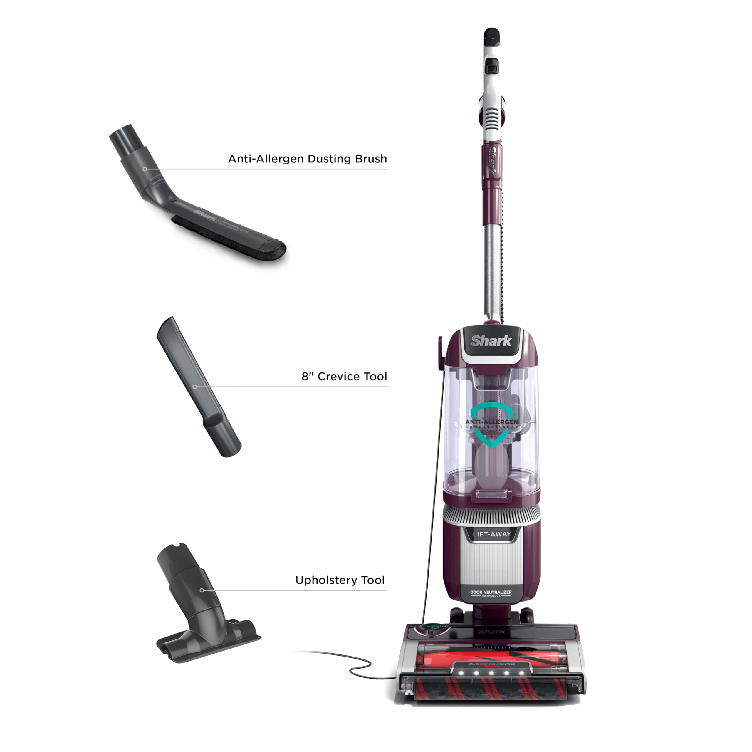Shark LA702 DuoClean PowerFins HairPro system for deep carpet and hard floor pickup