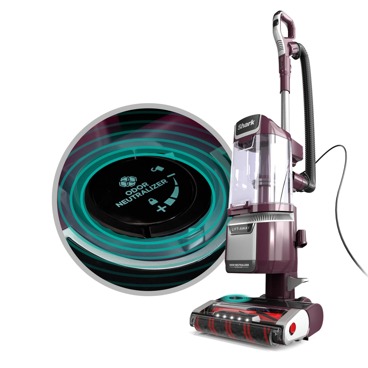 Shark LA702 in wine purple with Lift-Away mode for stairs and above-floor cleaning