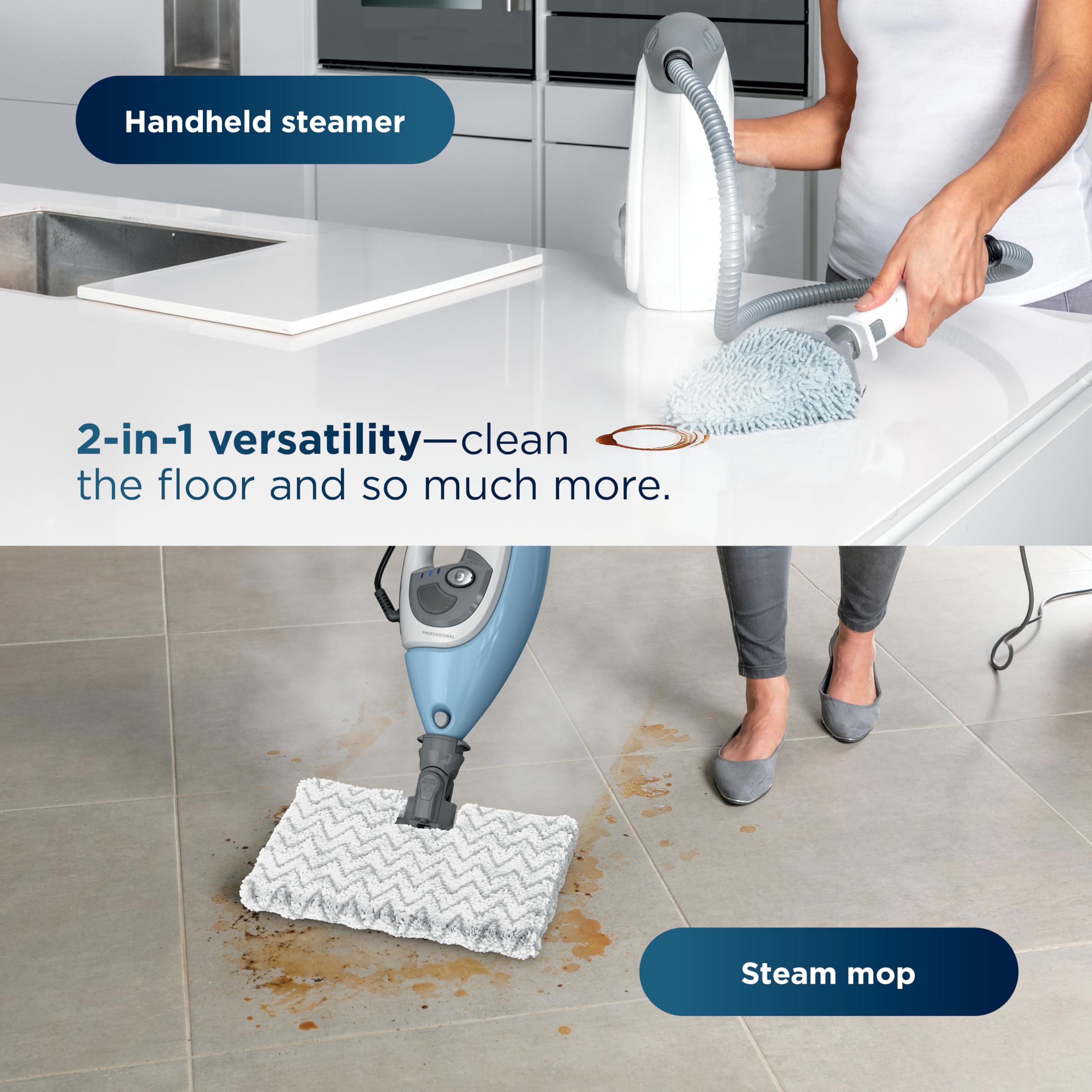 Detachable handheld steamer from Shark Lift-Away for above-floor tasks