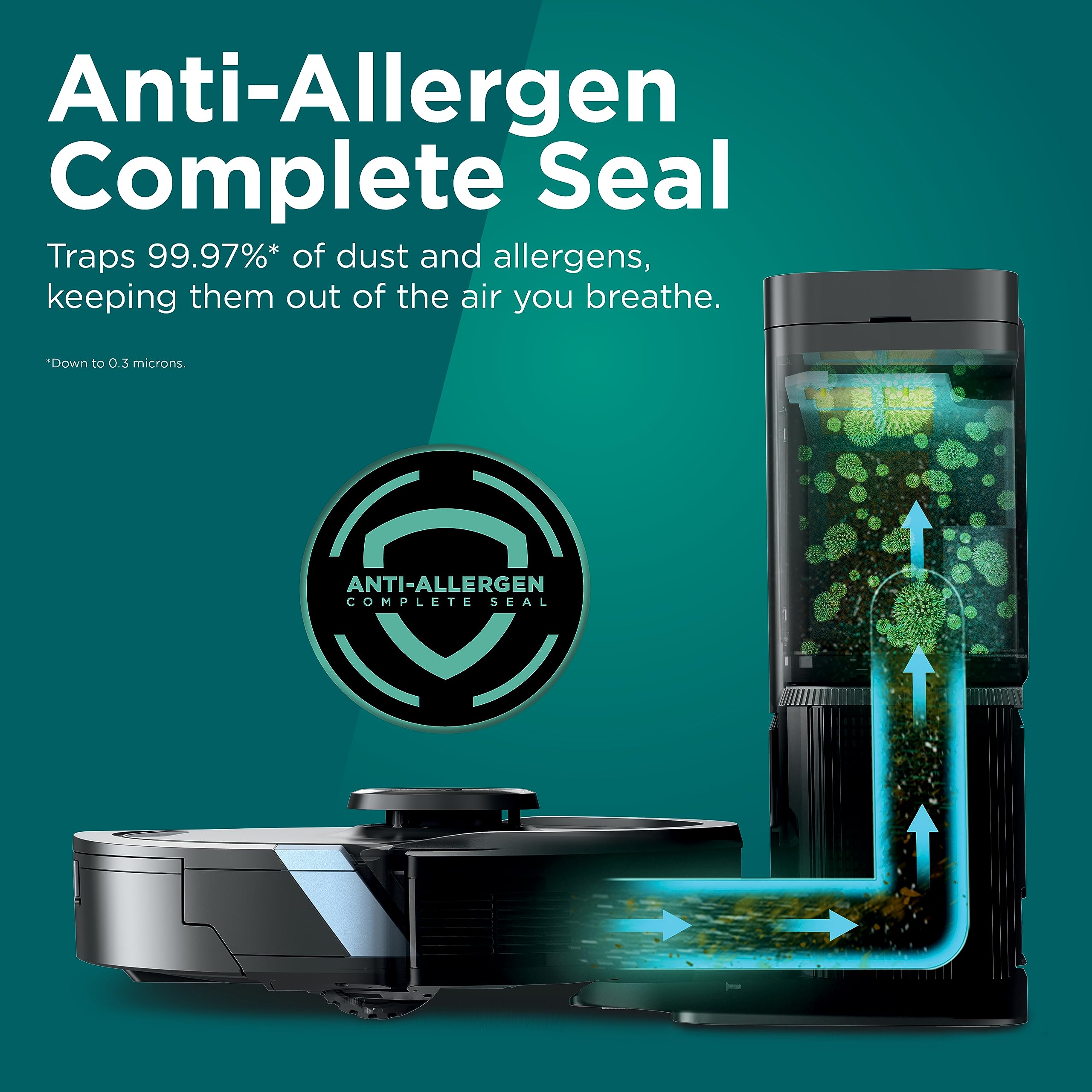 Shark Matrix Plus HEPA filtration traps dust and allergens.