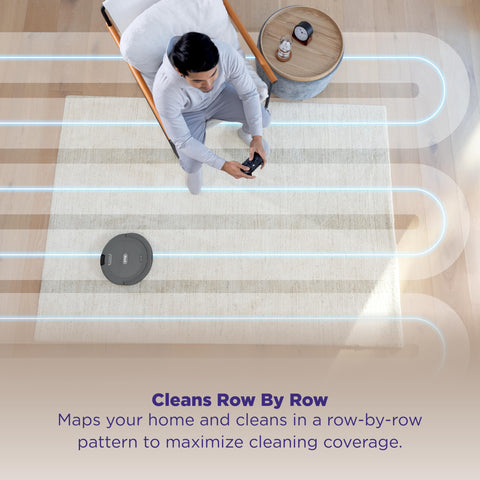 Shark Navigator SmartPath mapping demonstrates precise row-by-row cleaning coverage.