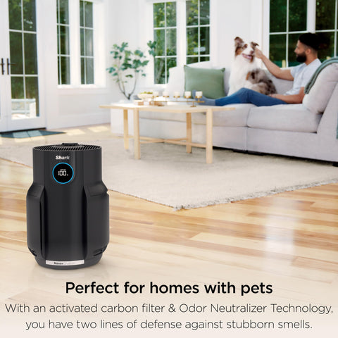Shark NeverChange HP152 control panel displays real-time air quality and easy settings.
