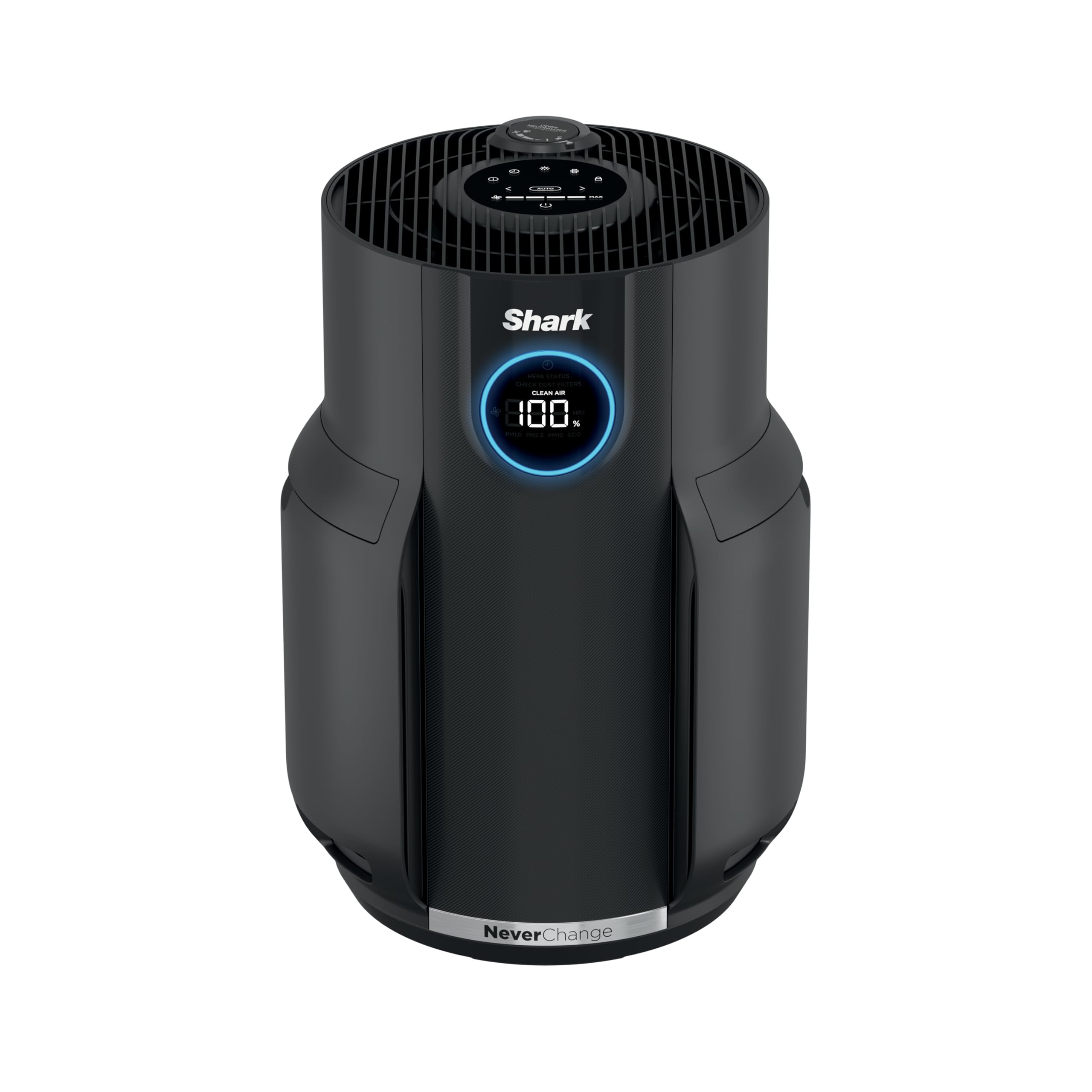 Shark NeverChange HP152 front view shows a compact purifier for large spaces with efficient filtration.