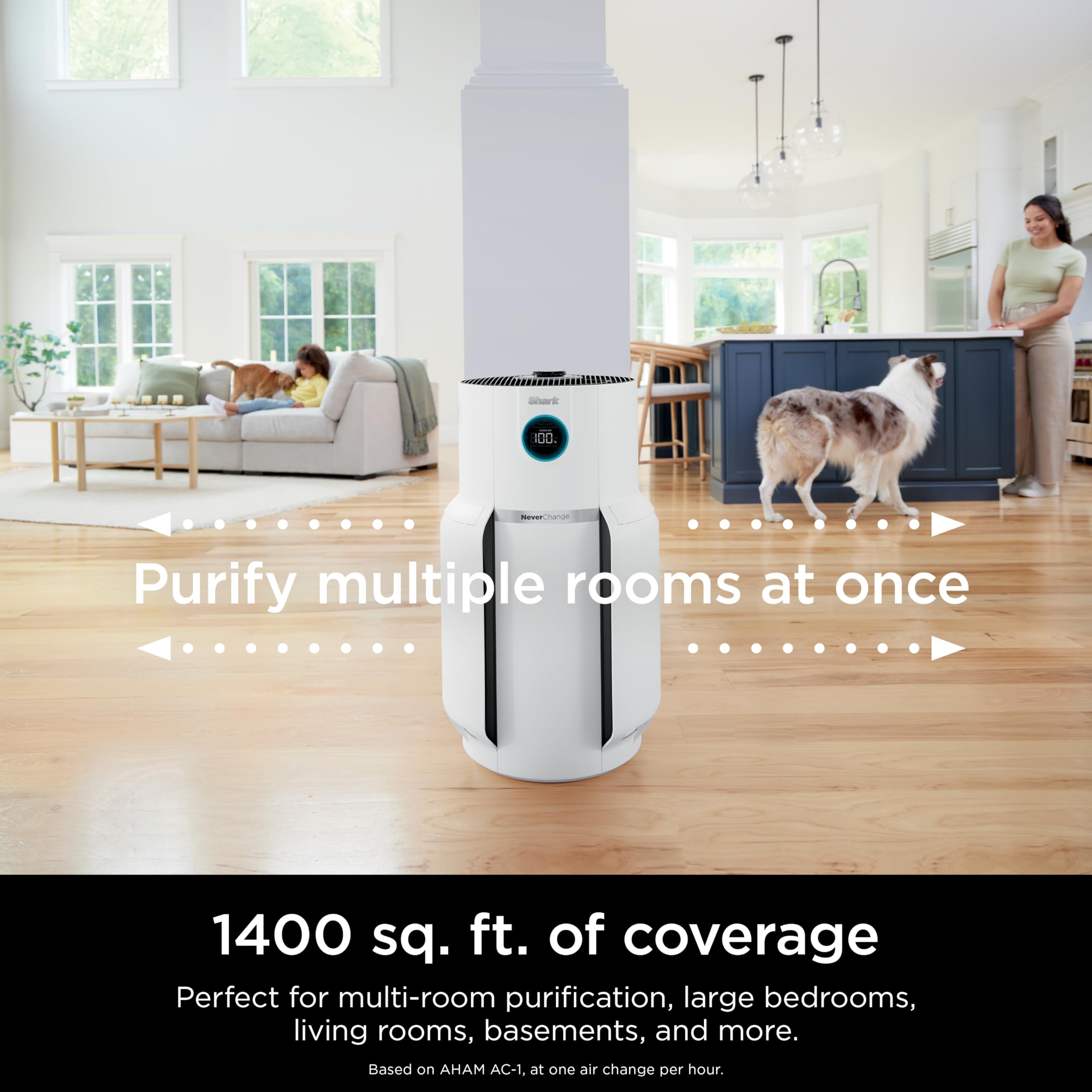 Shark NeverChange Air Purifier Max bedroom scene with quiet, fresh air