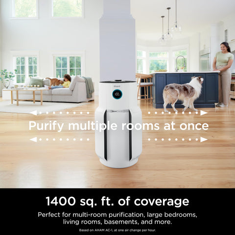 Shark NeverChange Air Purifier Max bedroom scene with quiet, fresh air