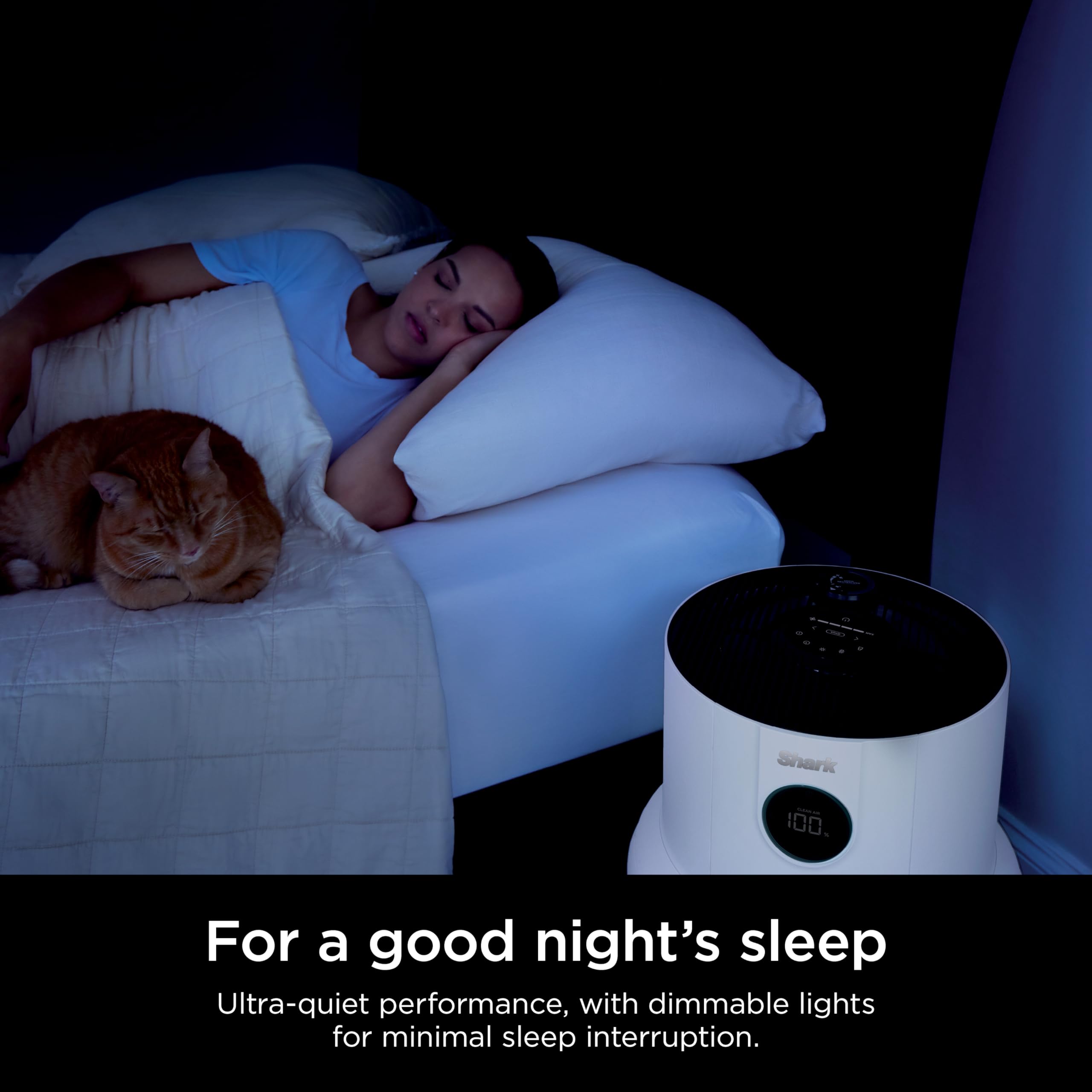 Shark NeverChange Air Purifier Max LED display showing real time air quality