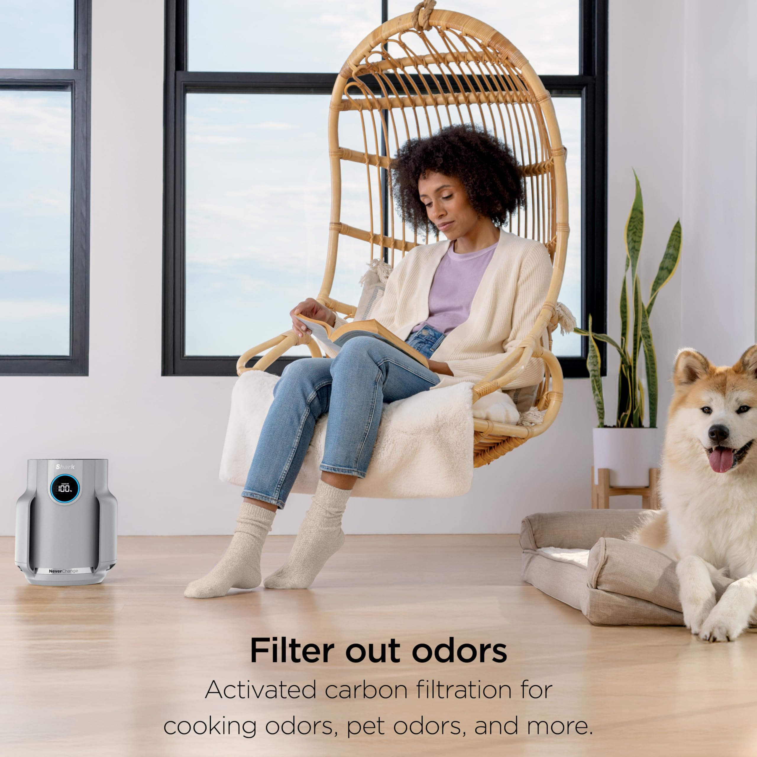Shark NeverChange Compact Pro debris defense filters simplify cleaning.