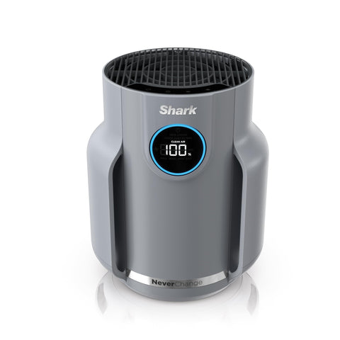 Shark NeverChange Compact Pro front view shows a space-saving purifier for small rooms.