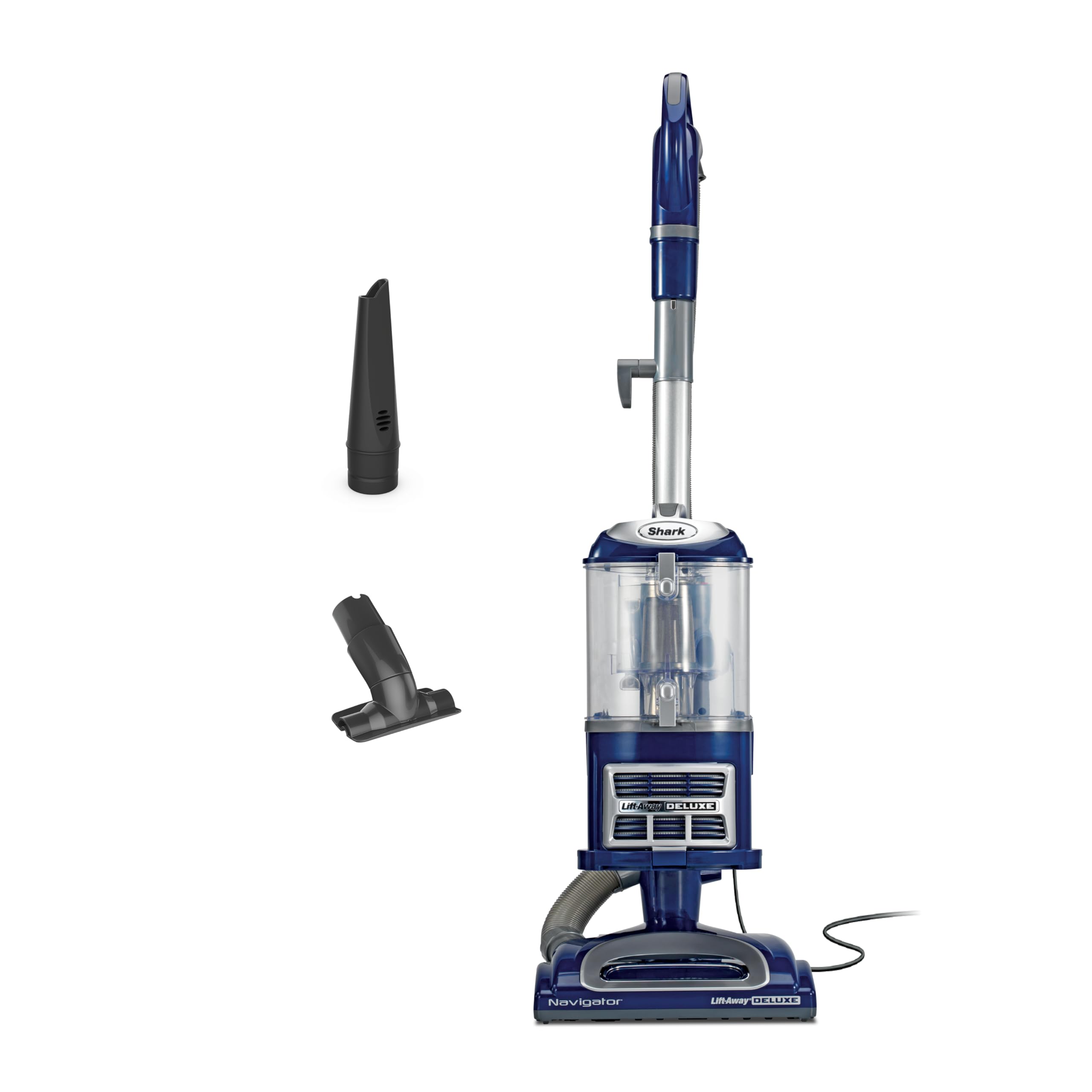 Shark NV360 upright vacuum showing powerful suction on carpets and bare floors