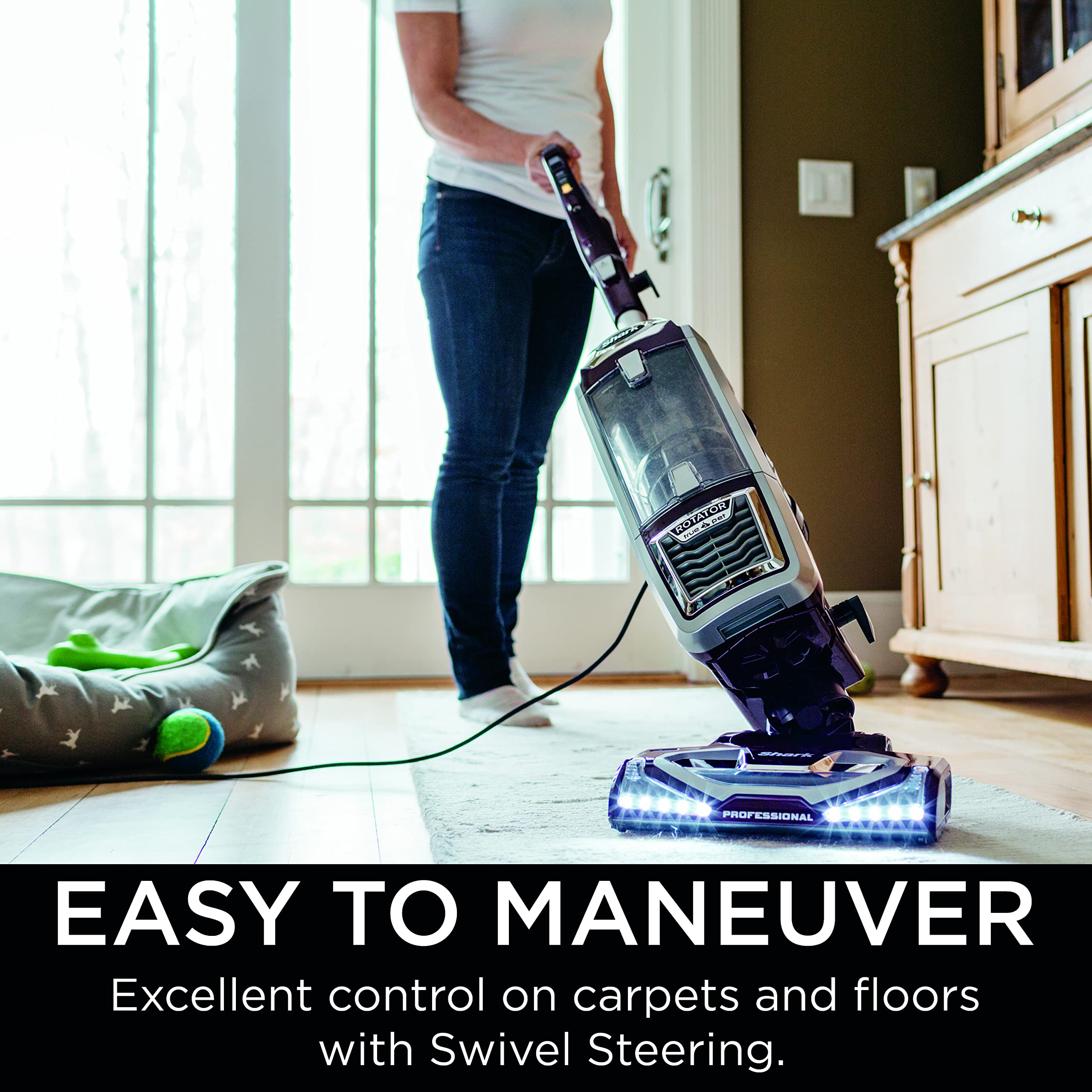 Shark NV752 Pet Power Brush self-cleans to lift stubborn fur from carpets and stairs.