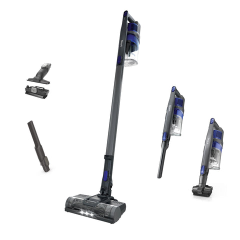 Shark Pet Cordless Stick Vacuum with LED headlights illuminates debris on floors.