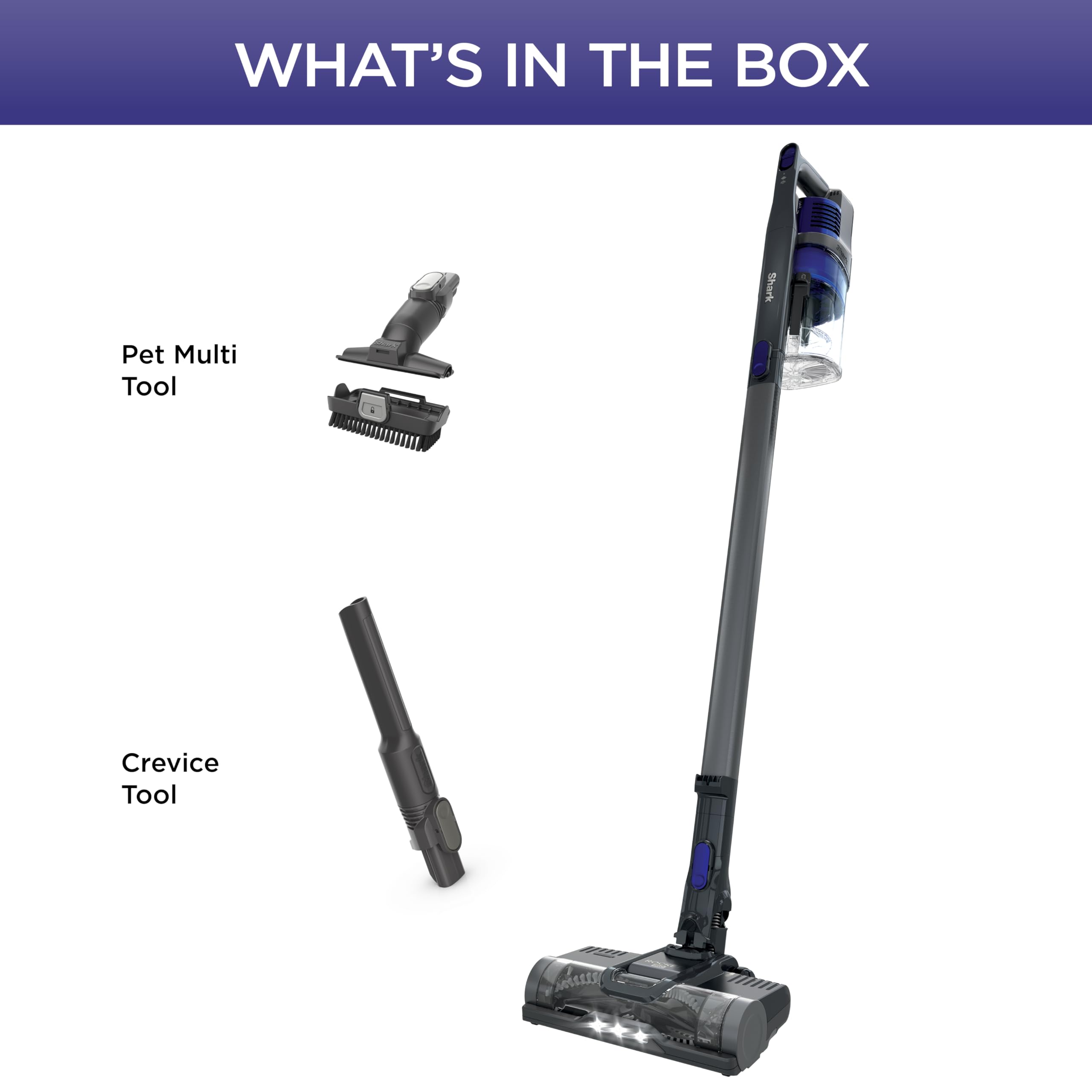 Shark Pet Cordless Stick Vacuum low-profile design cleans under furniture.