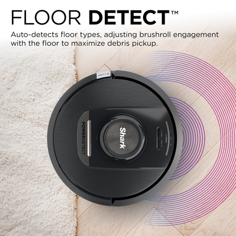Shark PowerDetect edge cleaning demonstrates debris removal along baseboards