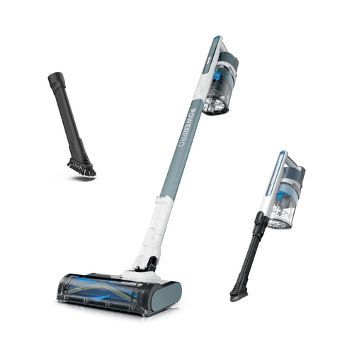 Shark PowerPro Plus cordless vacuum front view for easy maneuvering.