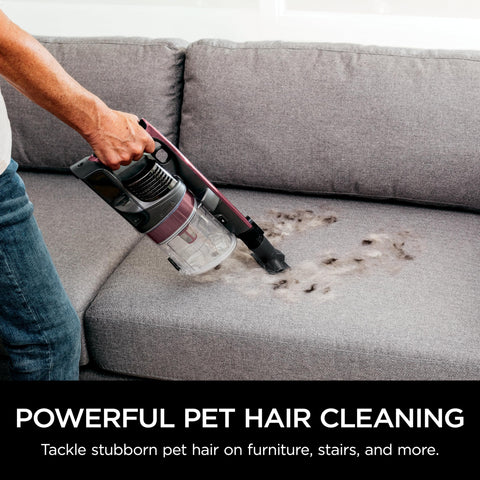 Shark removable hand vacuum attachment enabling above-floor cleaning.