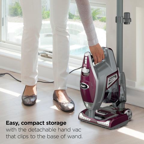 Shark Rocket Pet Plus Pet Multi-Tool lifting embedded hair on upholstery and stairs