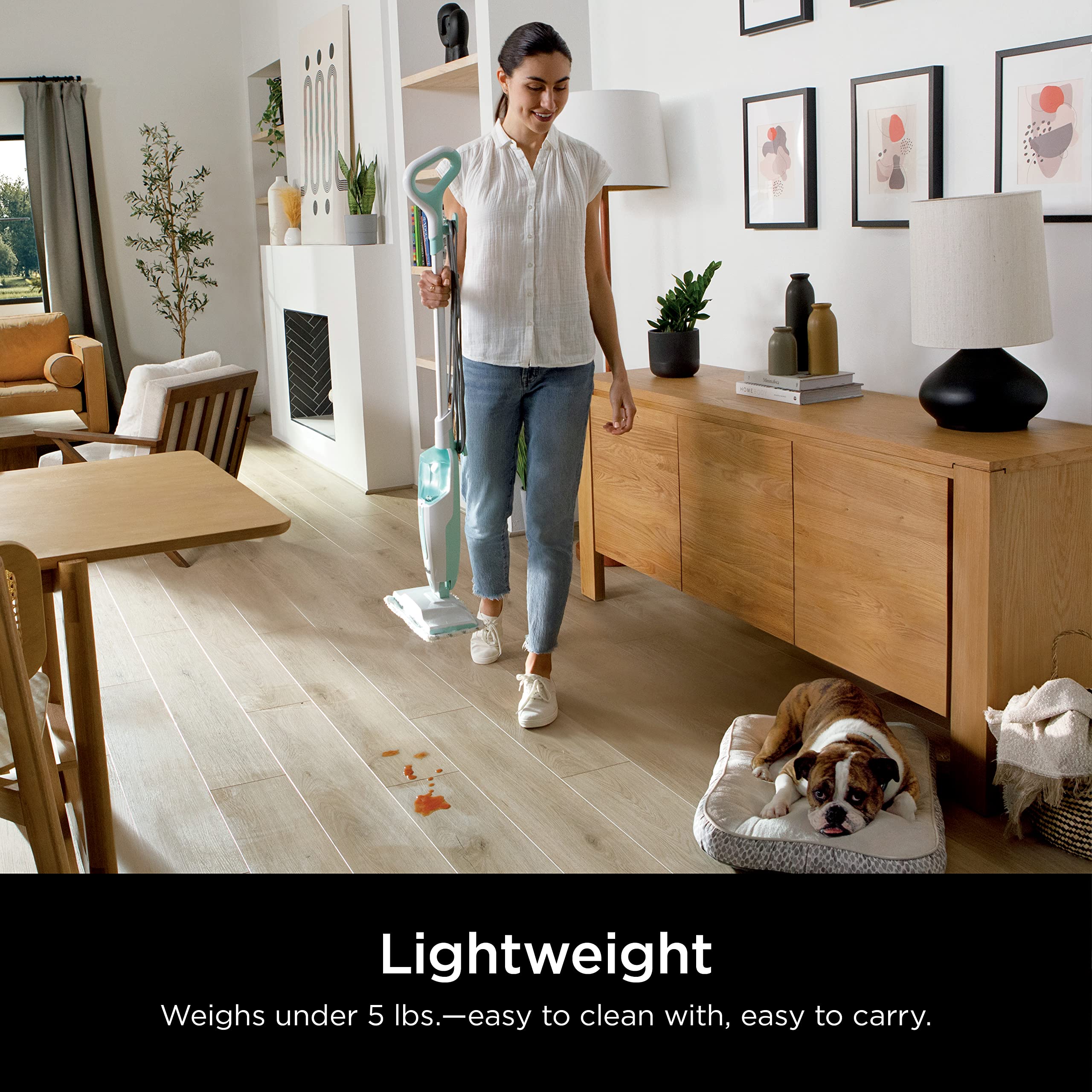 Safe for sealed floors like hardwood, marble, tile, and laminate.