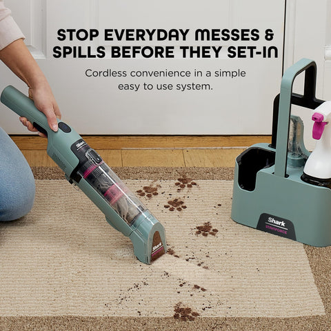Shark StainForce low-moisture-spray controls liquid for safer cleaning.