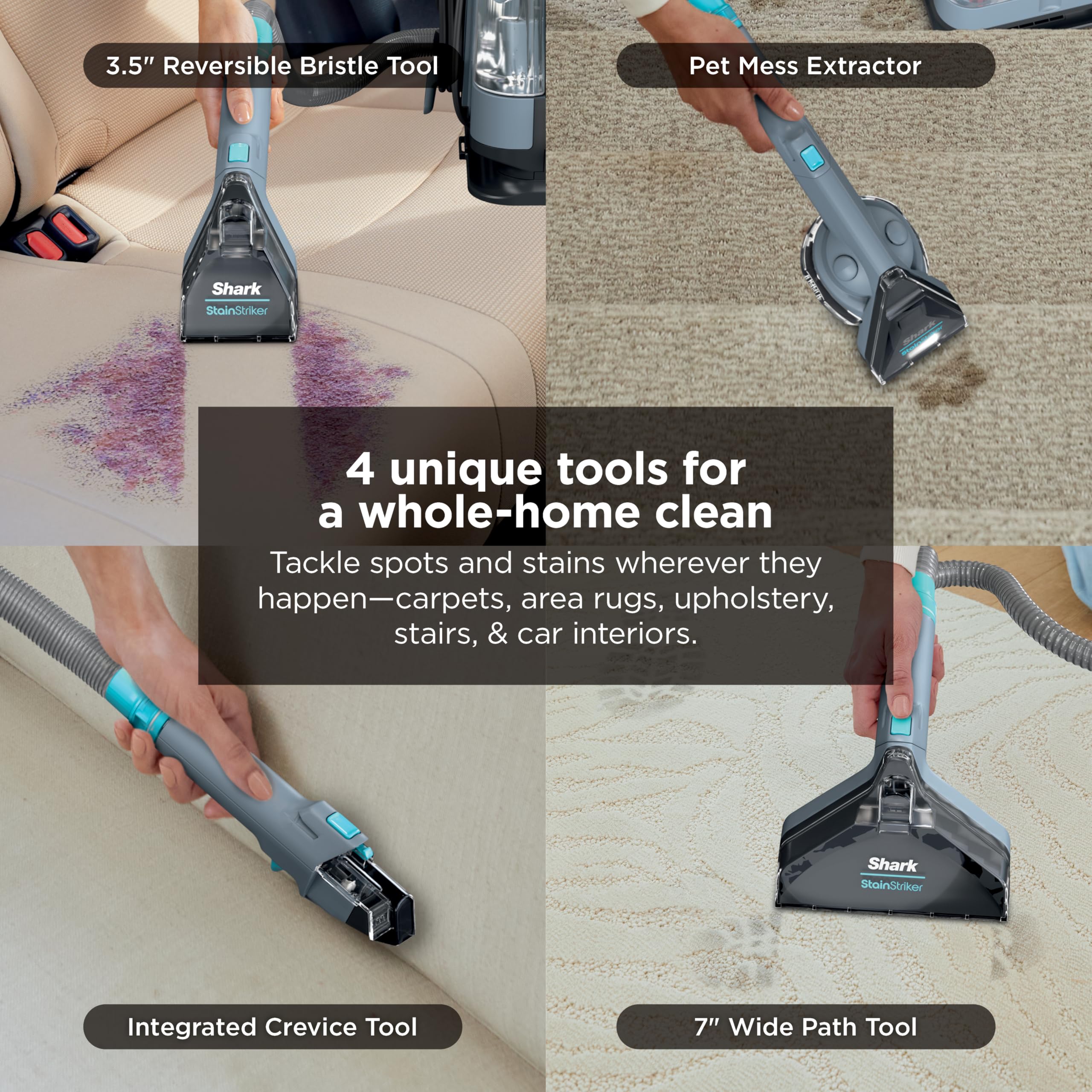 Shark StainStriker dual-activated formula automatically mixing inside unit