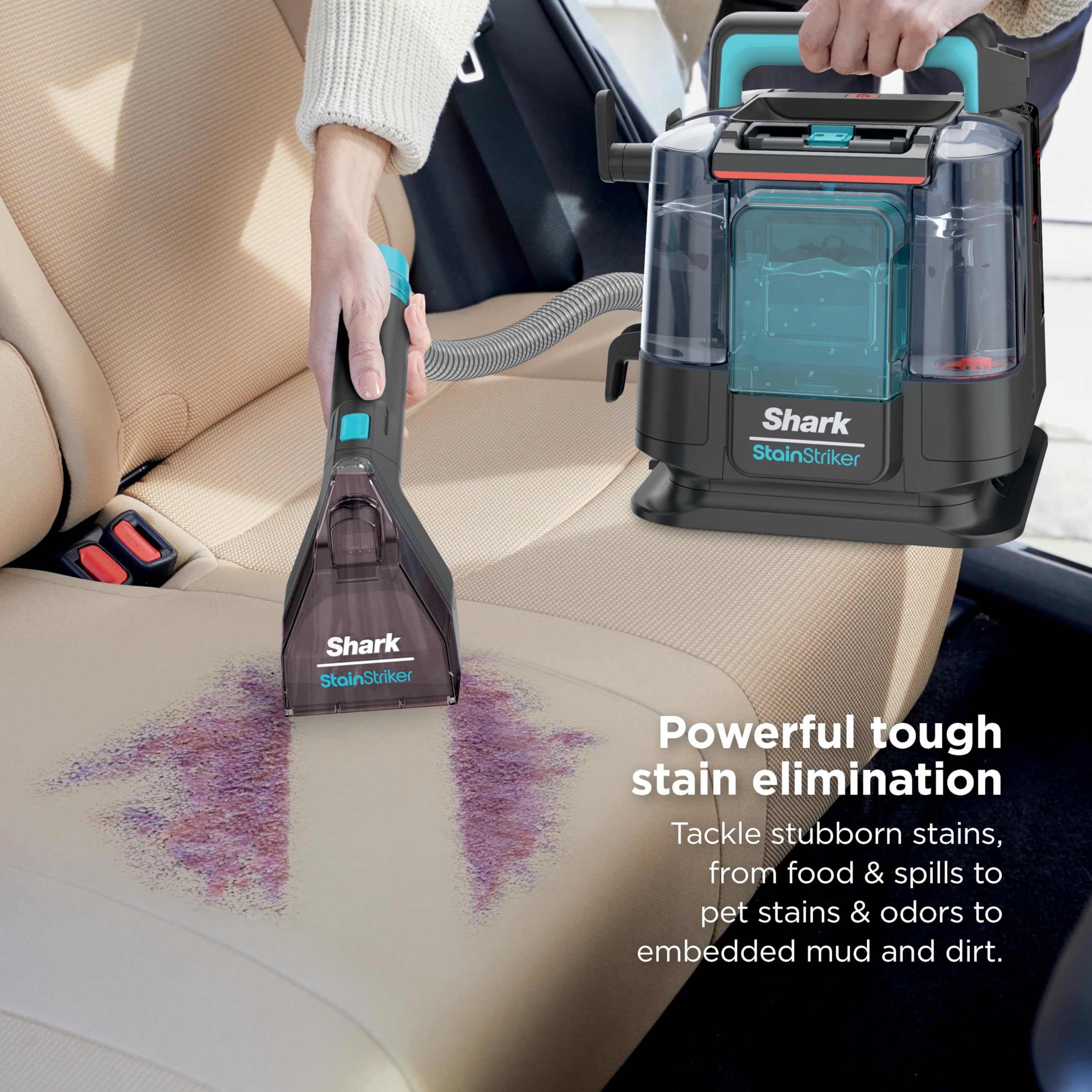 Shark StainStriker dual activated OXY power boosts stain removal potential