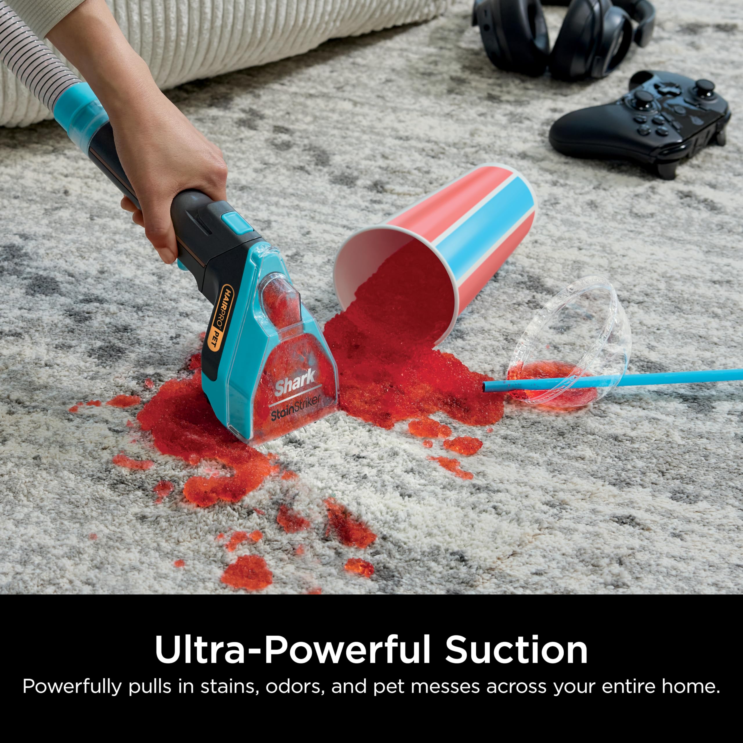 Shark StainStriker HairPro four-tools setup supports upholstery and cars