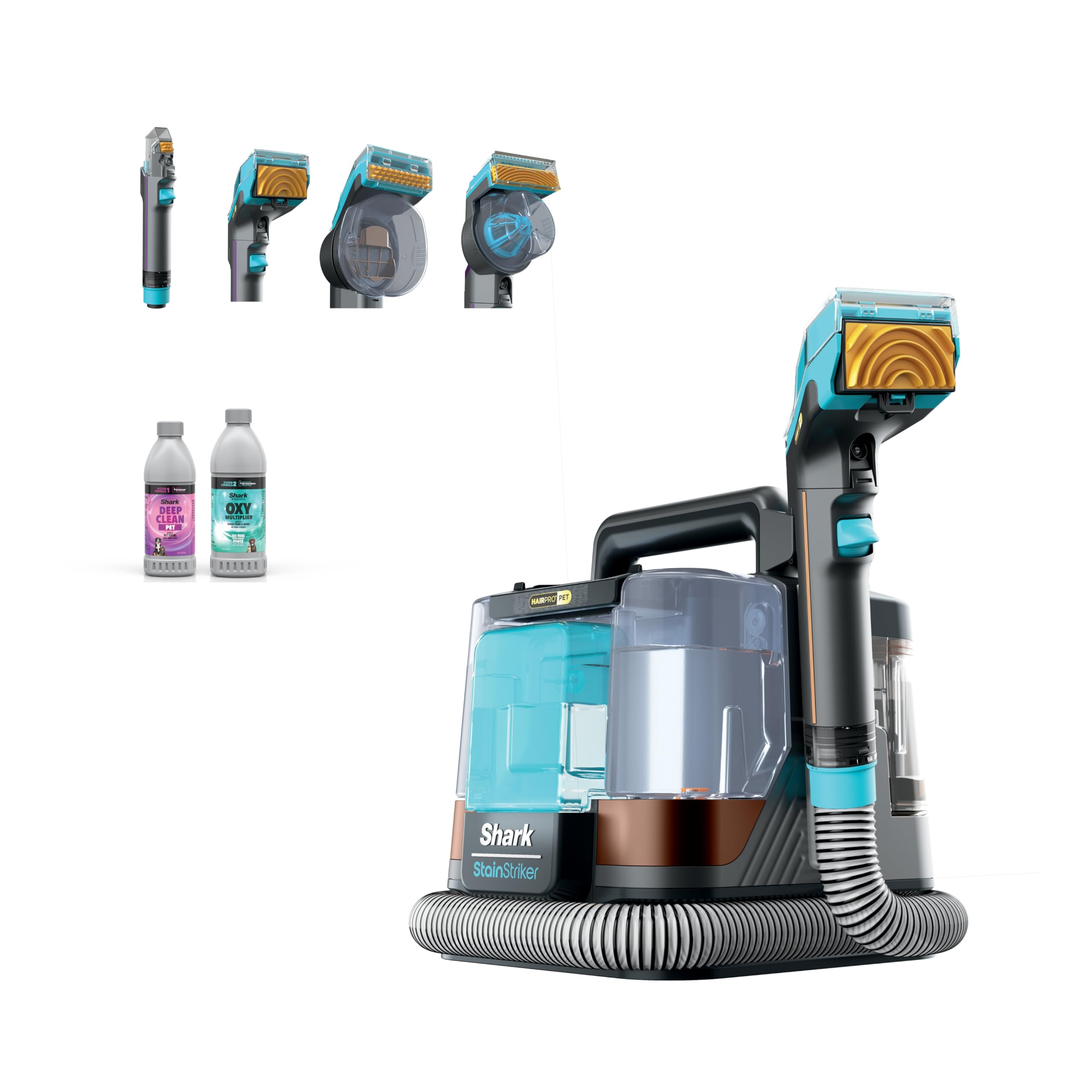 Shark StainStriker HairPro front view ready for quick spot cleaning on carpets