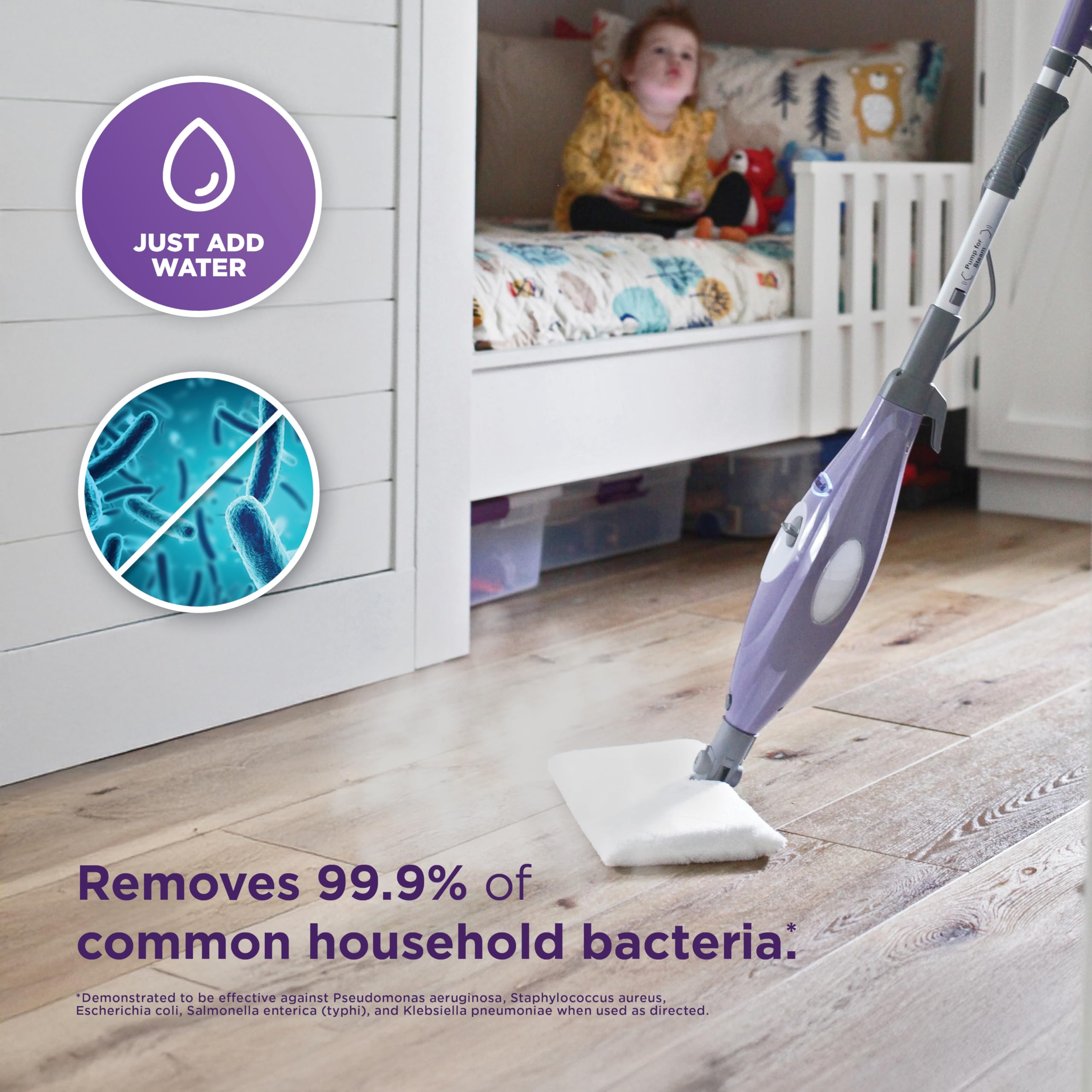 Shark Steam Pocket Mop S3501 in action cleaning tile with steam power.