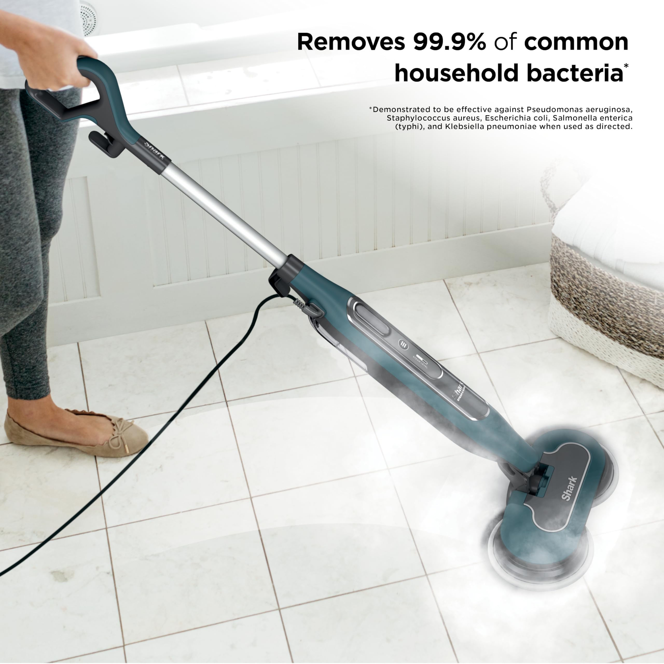 Shark Steam and Scrub mop swivel steering helps maneuver around furniture